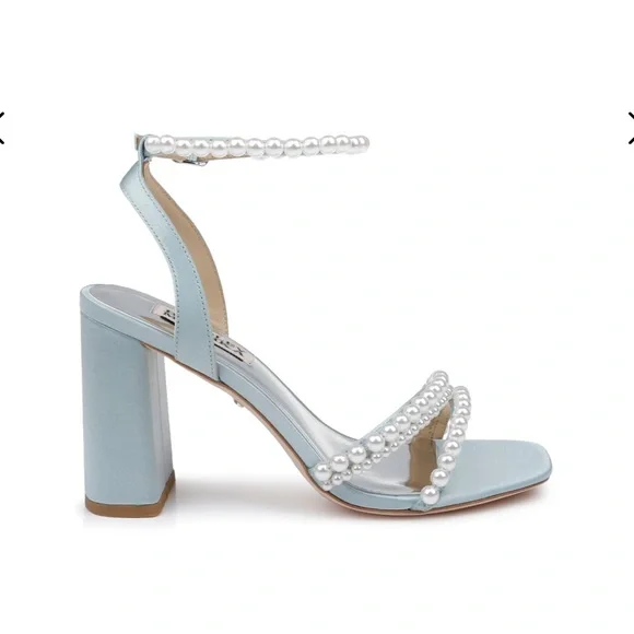 WORN ONCE Badgley Mischka Feisty Pearl Block Heels - Picture 2 of 15